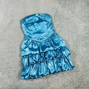 vtg y2k light blue costume strapless beaded babydoll cinderella mini dress 6